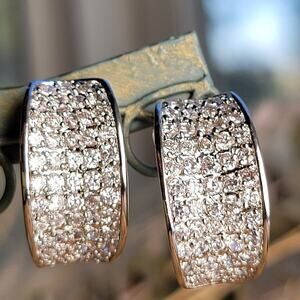 Nolan Miller vintage earrings, sparkling pave crystal clip-ons for classic glam